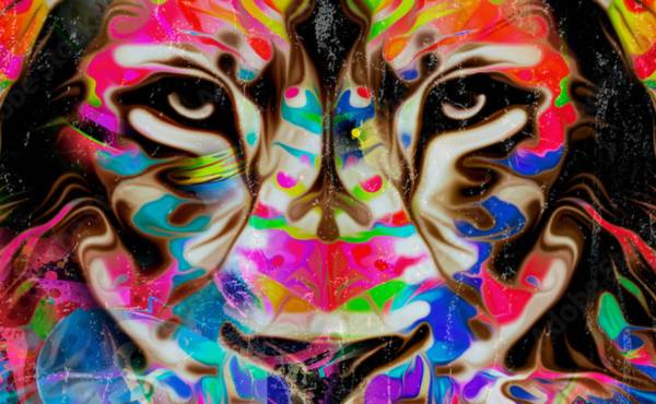 Löwe in bunt angemalt - Pioneers of Change Online-Summit 2024